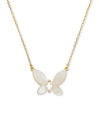 Kate Spade New York Gold-Tone Cubic Zirconia & Mother-of-Pearl Butterfly Statement Pendant Necklace, 18" + 3" extender
