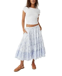 Free People Women's Full Swing Printed Tiered Midi Skirt
