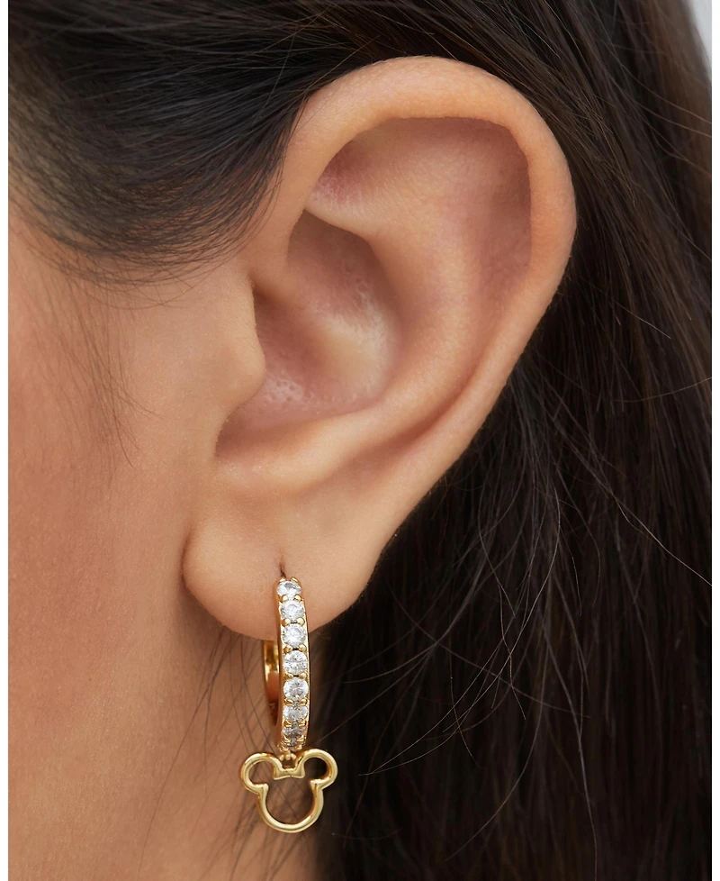 Disney Mickey Mouse Cubic Zirconia Hoop Earrings, Officially Licensed