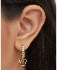 Disney Mickey Mouse Cubic Zirconia Hoop Earrings, Officially Licensed