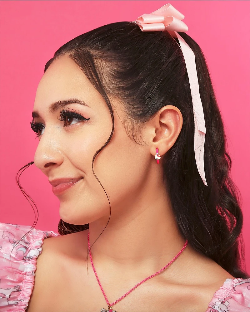 Sanrio Hello Kitty Enamel Post Hoop Earrings - Pink
