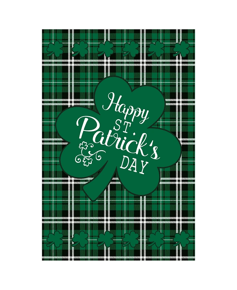 Happy St. Patrick's Day Plaid Outdoor House Flag 28" x 40" (Poles Not Included)