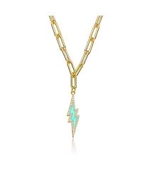 Gigi Girl Elegant Young Adults 14K Gold Plated with Colored Cubic Zirconia Charm Necklace