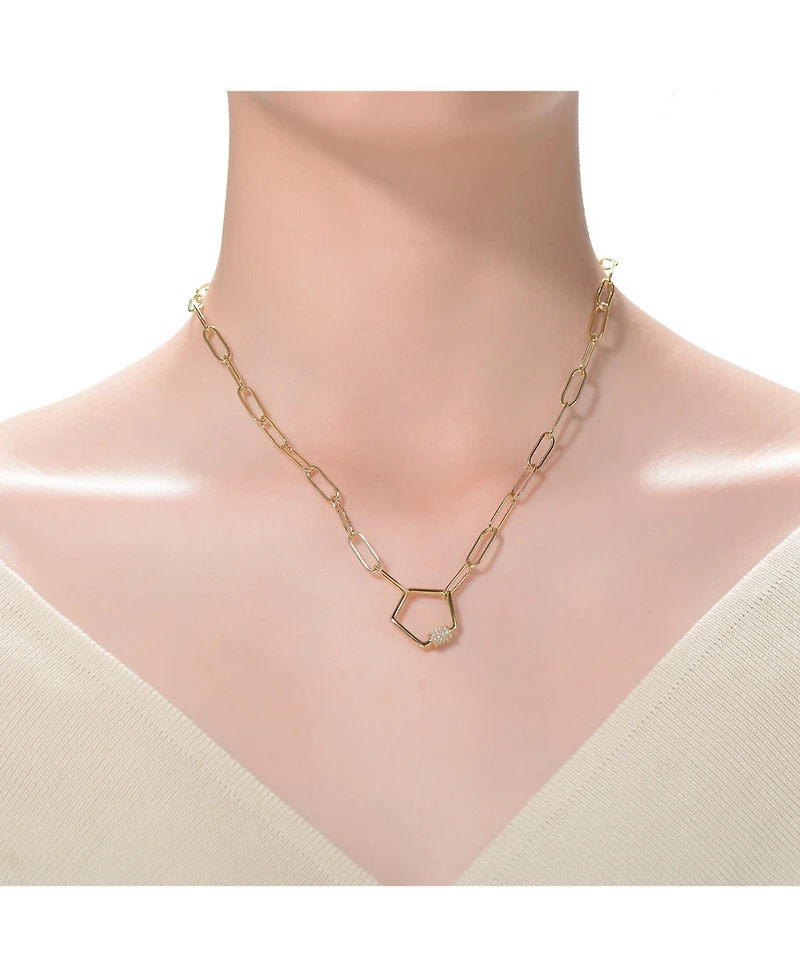 GiGiGirl Kids/Young Teens 14K Gold Plated Cubic Zirconia Pentagon Charm Necklace