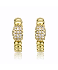 GiGiGirl Teens Sterling Silver 14k Gold Plated with Cubic Zirconia Scalloped Huggie Hoop Earrings