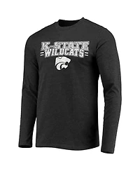Men's Concepts Sport Purple, Heathered Charcoal Distressed Kansas State Wildcats Meter Long Sleeve T-shirt and Pants Sleep Set