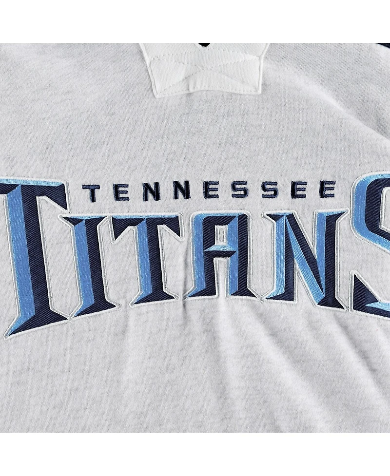 Men's '47 Brand Tennessee Titans Heather Gray Gridiron Lace-Up Pullover Hoodie