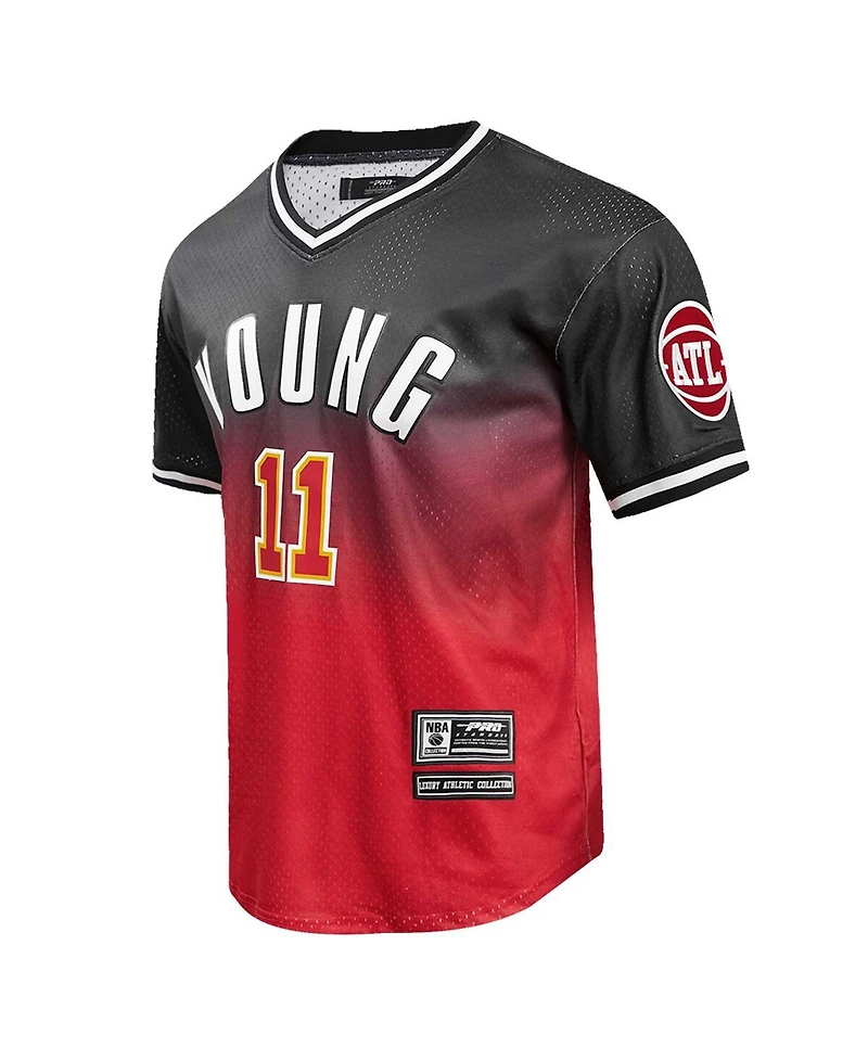 Men's Post Trae Young Black, Red Atlanta Hawks Ombre Name and Number T-shirt