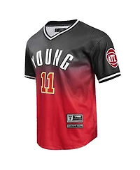 Men's Post Trae Young Black, Red Atlanta Hawks Ombre Name and Number T-shirt