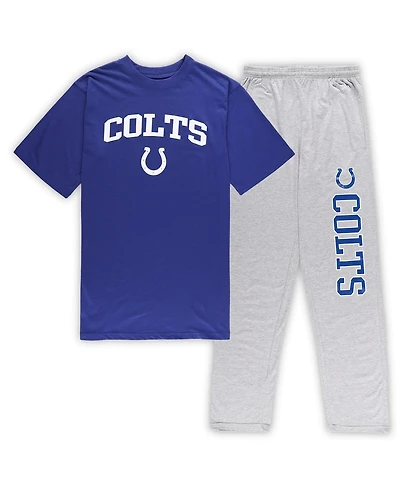 Men's Concepts Sport Royal, Heather Gray Indianapolis Colts Big and Tall T-shirt Pants Sleep Set
