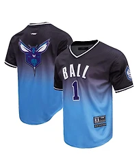 Men's Post LaMelo Ball Navy, Blue Charlotte Hornets Ombre Name and Number T-shirt
