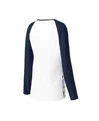 Women's Concepts Sport White, Navy Tennessee Titans Tinsel Raglan Long Sleeve T-shirt and Pants Sleep Set