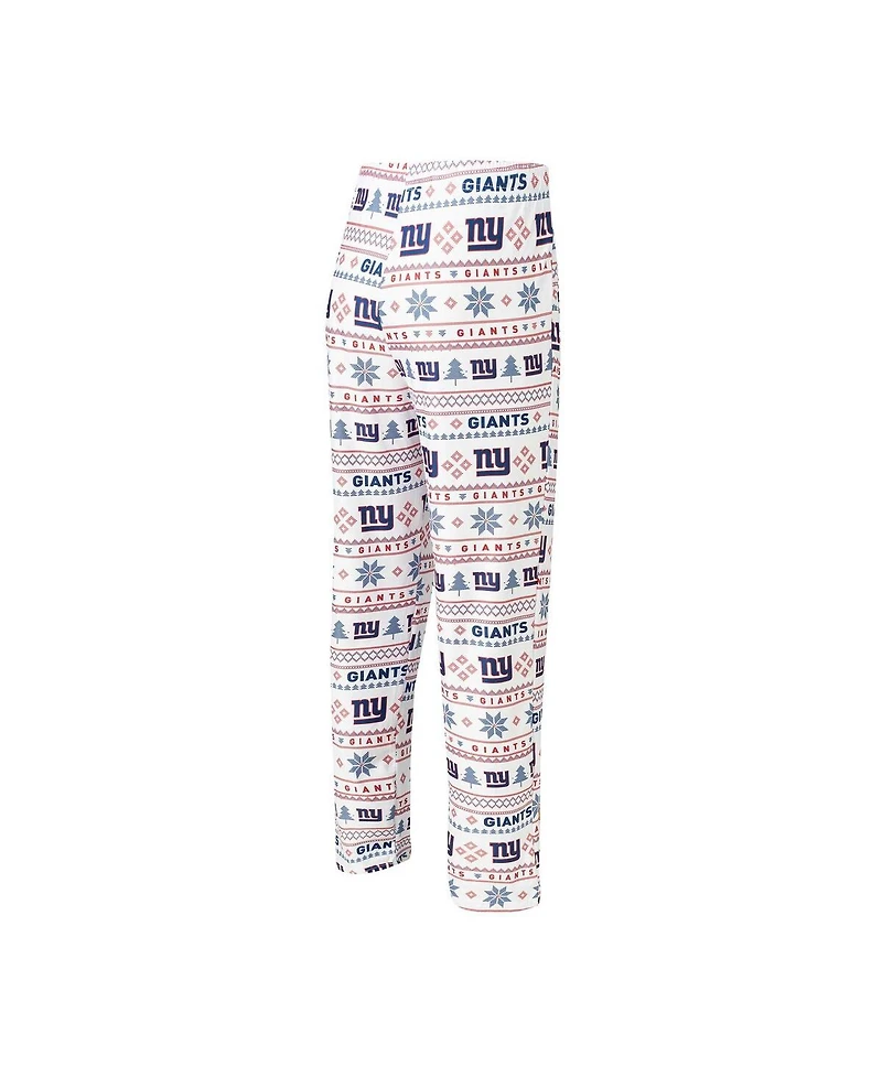 Men's Concepts Sport White, Royal New York Giants Tinsel Raglan Long Sleeve T-shirt and Pants Sleep Set