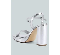 Merengue Textured High Block Heel Sandals