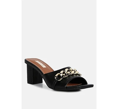 Hotshot Mid Heel Chain Detail Sandals