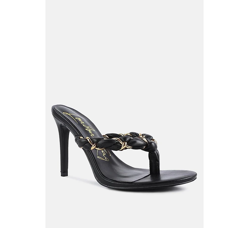 Womens Melodrama Stiletto Heel Braided Thong Sandals