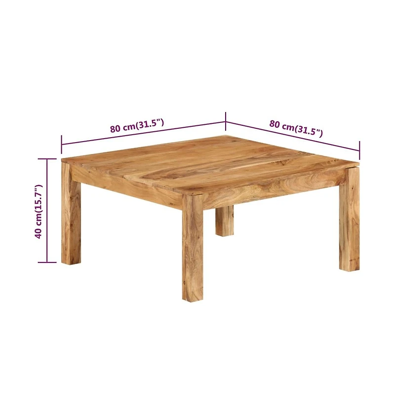 Coffee Table 31.5"x31.5"x15.7" Solid Acacia Wood