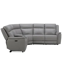Addyson 117" 6-Pc. Leather Sectional with 3 Zero Gravity Recliners Power Headrests & 1 Console, Created for Macy's