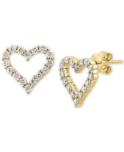 Effy Diamond Open Heart Stud Earrings (1/2 ct. t.w.) in 14k Gold