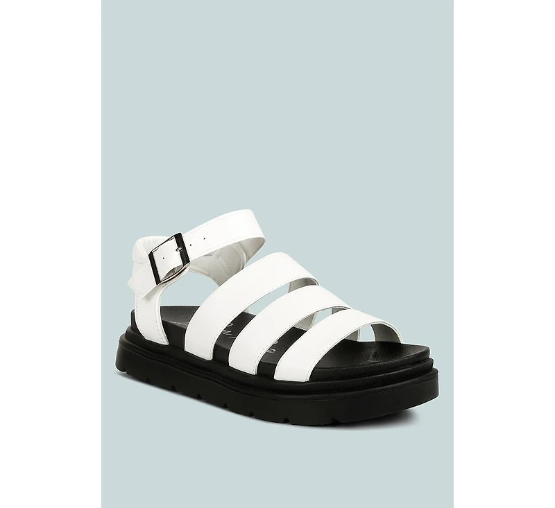 Womens Belcher Faux Leather Gladiator Sandals
