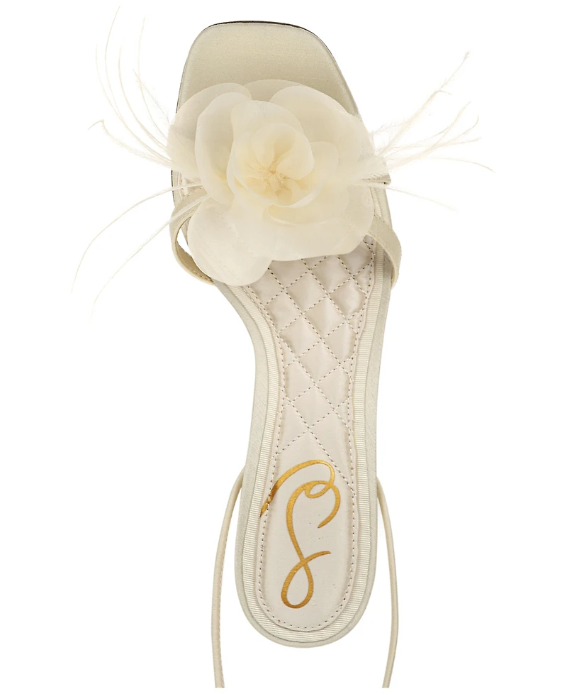 Sam Edelman Women's Pammie Ankle-Tie Flower Kitten Heels