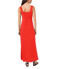 Vince Camuto Women's Challis Square-Neck Smocked-Back Sleeveless Maxi Dress