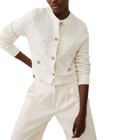 French Connection Women's Metallic Tweed Knit Cardigan Sweater