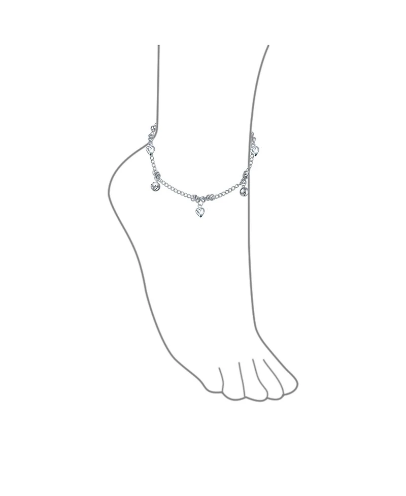 Bling Jewelry Multi Jingle Bells And Hearts Dangle Charms Anklet Pattilu India Ankle Bracelet Sterling Silver Adjustable 9 To 9.5 Inch With Extender