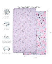 Bedtime Originals Floral Pink/Gray 2-Pack Fitted Crib/Toddler Sheet Set- Flower
