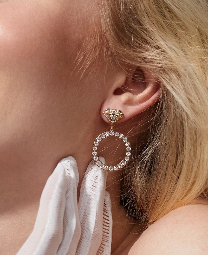 Ajoa by Nadri Cubic Zirconia Diamond Ring Design Drop Earrings