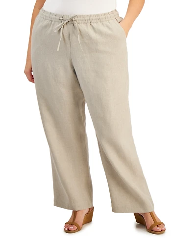 Charter Club Plus 100% Linen Pants, Exclusively at Macy's