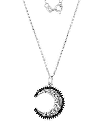 Black Spinel Crescent Moon Pendant Necklace (1/3 ct. t.w.) Sterling Silver, 16" + 2" extender (Also Lab-Grown Blue Spinel)