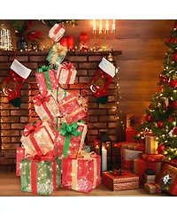 15 Stacked Pre-Lit Gift Box Tower 67'' Lighted Present Decoration with 450 Lights
