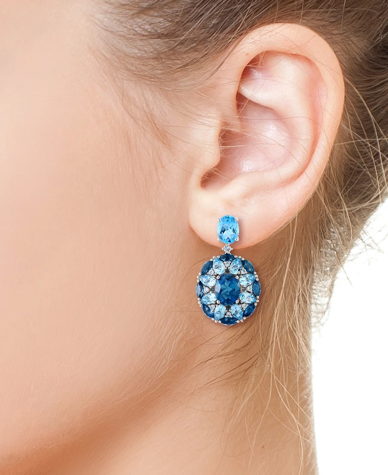 Effy Multi-Topaz Cluster Drop Earrings (15-1/10 ct. t.w.) in Sterling Silver