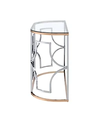 Furniture of America 42" Metal, Glass Camille Modern Semi-Circle Glass Top Sofa Table