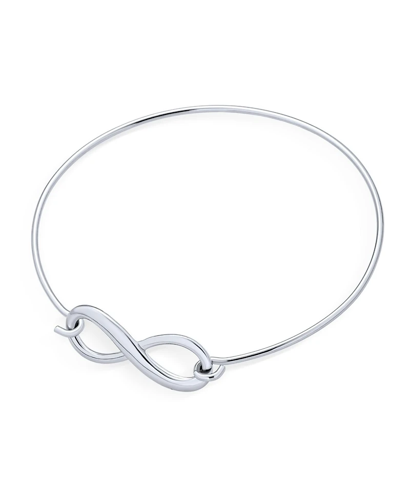 Bling Jewelry Delicate Minimalist Eternal Love Knot figure Eight Infinity Bracelet Bangle Sterling Silver