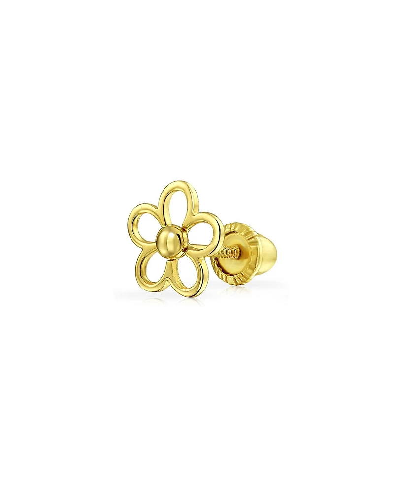 Bling Jewelry Tiny Petite Dainty14K Yellow Gold Sunflower Daisy Flower Cartilage Ear Lobe Stud Earrings Helix Secure Clutch Screw back