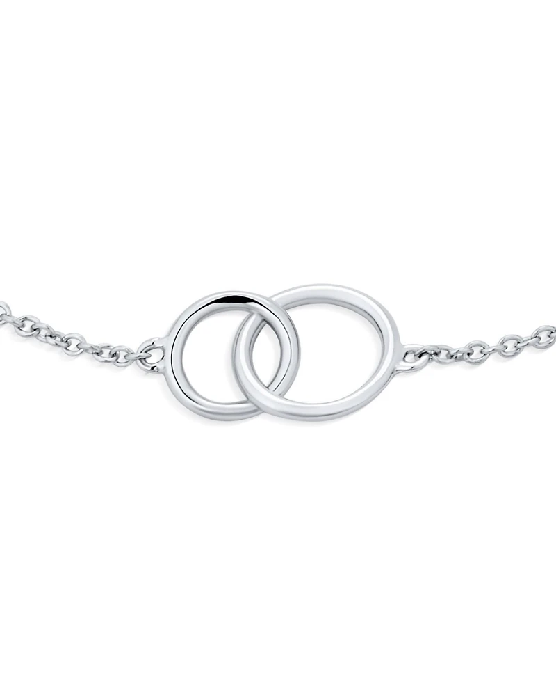Bling Jewelry Bff Friendship Double Love Two Interlocking Mini Eternity Ring Circles Bracelets Mother Daughter Sterling Silver Small Wrist 6 7"
