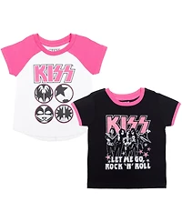 Kiss Rock Band Girls 2 Pack Graphic Short Sleeve T-Shirt Child