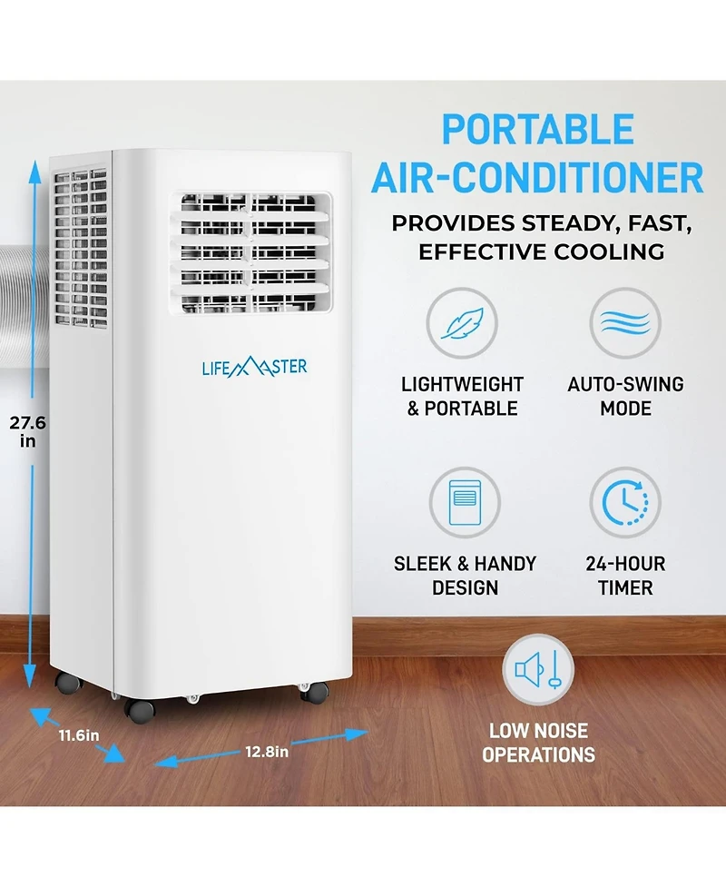 LifeMaster 10,000 Btu Portable Air Conditioners, Room Air Conditioner with Digital Remote for Room up to 450 Sq.Ft, 3-in-1 Portable Ac Unit with Insta