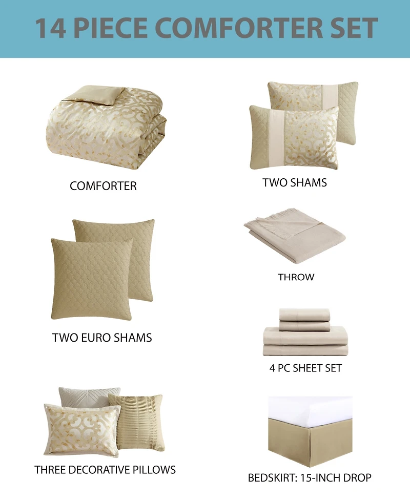 Hallmart Collectibles Caroline 14-Pc. Comforter Set, King