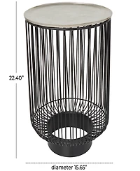 Rosemary Lane 16" x 16" x 22" Aluminum Geometric Open Frame Wire Silver-Tone Aluminum Top Accent Table