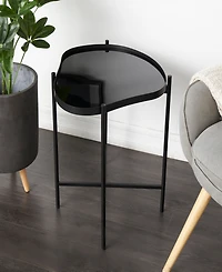 Rosemary Lane 19" x 19" x 21" Metal Abstract Wavy X-Shaped Base Accent Table