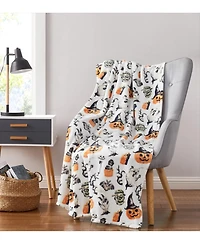 Kate Aurora Halloween Spooky Ghosts & Frankensteins Ultra Soft & Plush Oversized Accent Throw Blanket