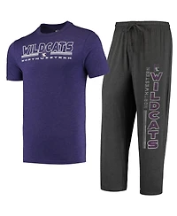 Men's Concepts Sport Heathered Charcoal, Purple Distressed Northwestern Wildcats Meter T-shirt and Pants Sleep Set