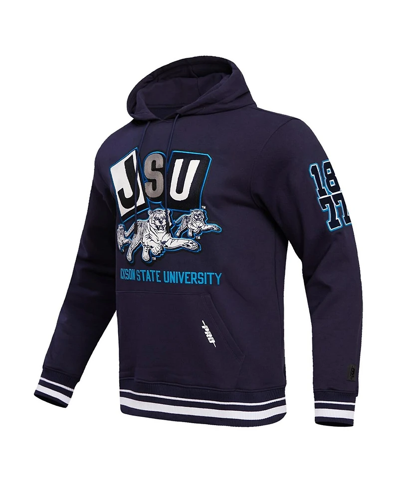 Men's Pro Standard Navy Jackson State Tigers Homecoming Ribbed Fleece Pullover Hoodie