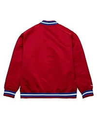 Men's Mitchell & Ness Red Philadelphia 76ers Hardwood Classics Throwback Wordmark Raglan Full-Snap Jacket