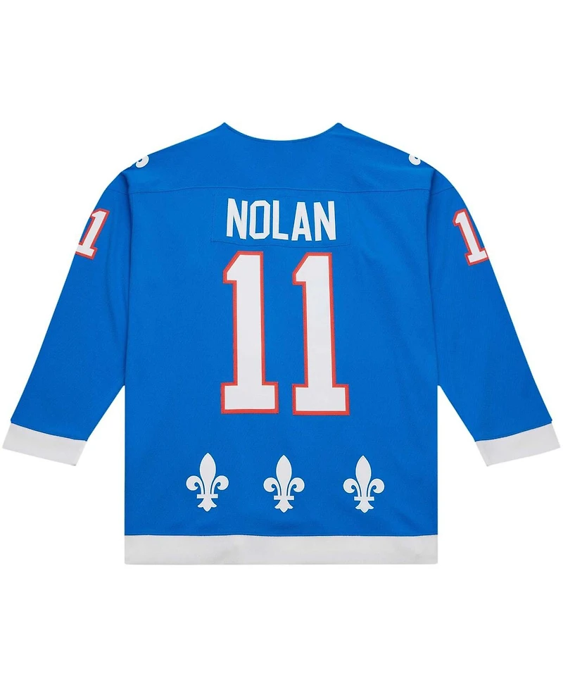 Men's Mitchell & Ness Owen Nolan Blue Quebec Nordiques 1992/93 Line Player Jersey