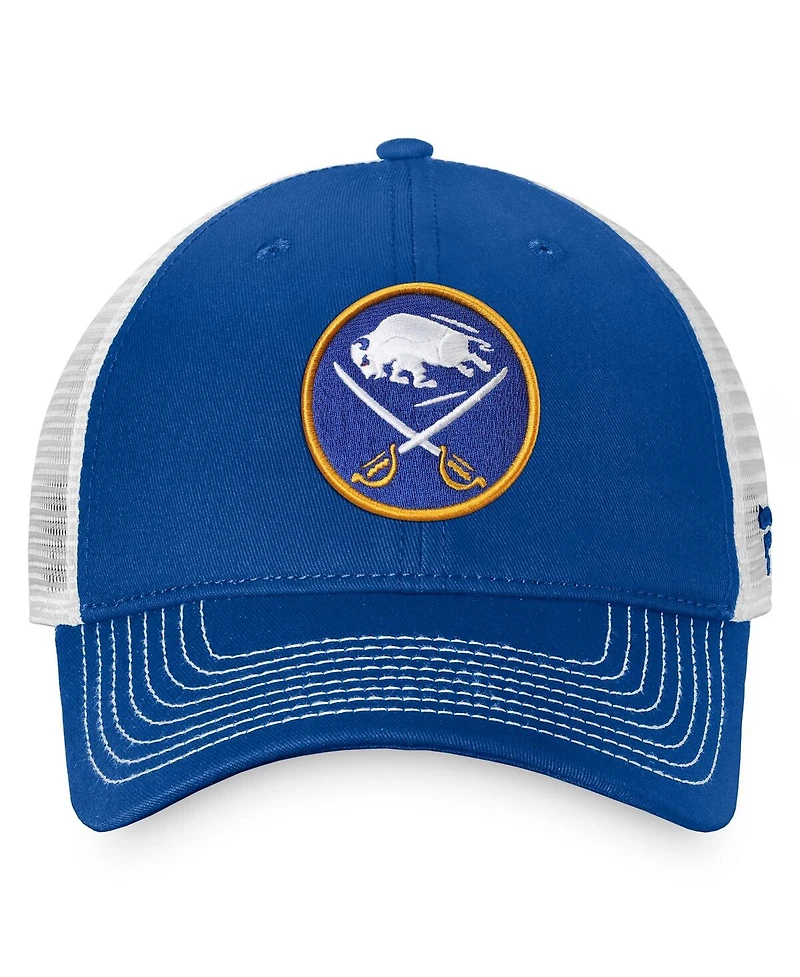 Men's Fanatics Royal, White Buffalo Sabres Slouch Core Primary Trucker Snapback Hat