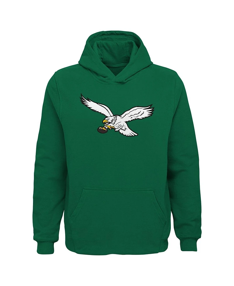 Big Boys Kelly Green Distressed Philadelphia Eagles Retro Pullover Hoodie